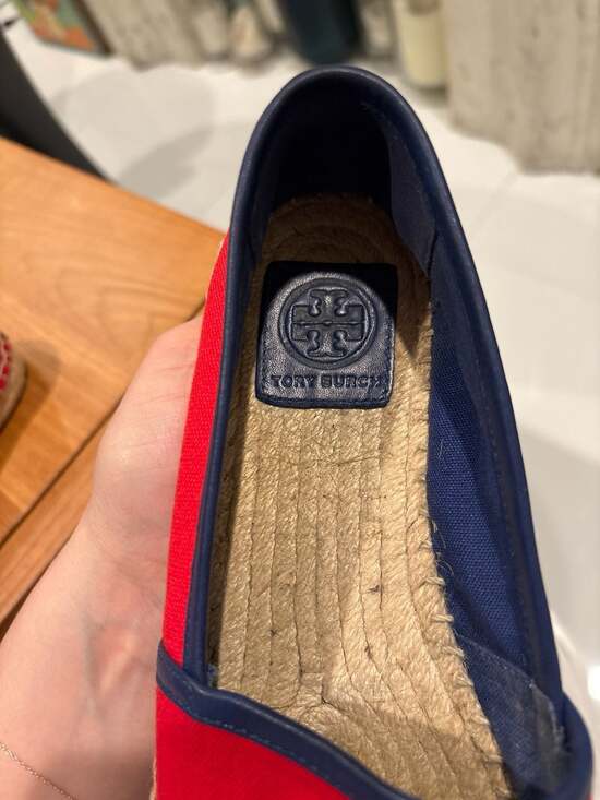 Tory Burch Ines Canvas Espadrille Flats in Red and Navy EUC - Picture 10 of 11